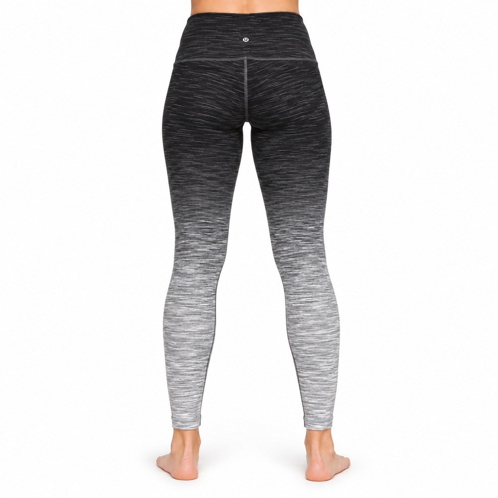 Lululemon High Rise Leggings Black White Ombre Space Dye Yoga Pants Womens 4